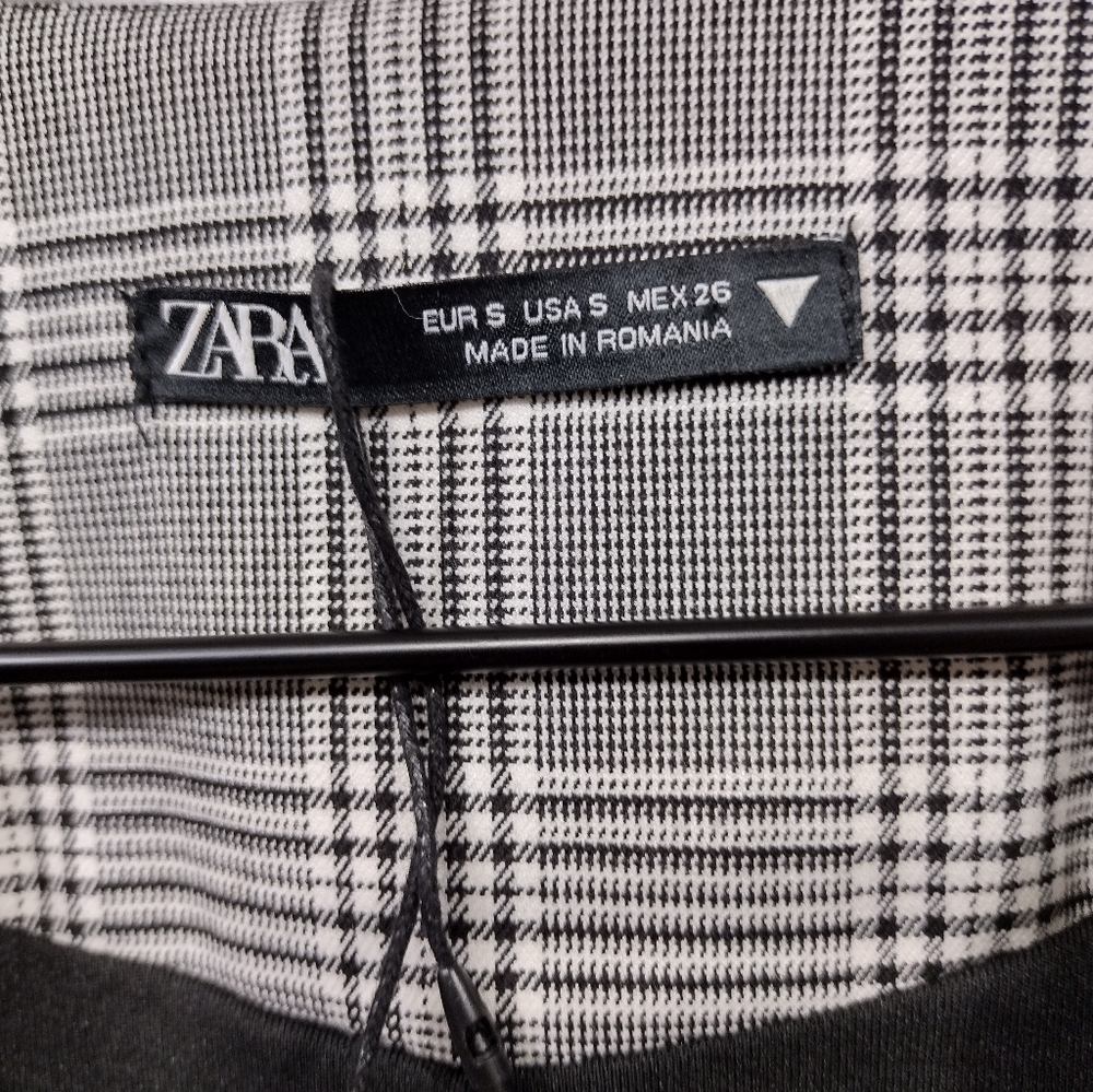 NWOT Zara Plaid Blazer Dress Women's S Black White Office Career Retro Y2K 90s - Picture 10 of 11